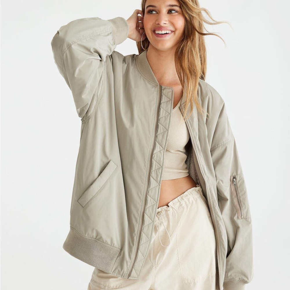 Women's Light Gray Bomber Jacket